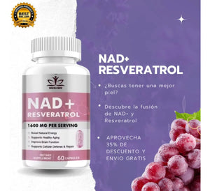 NAD+ con Trans-Resveratrol Puro 98% | 60 cápsulas